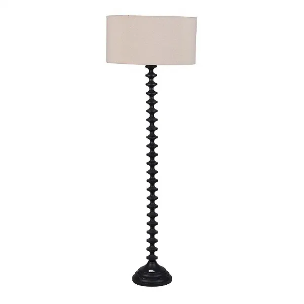 Modern Ridged Stand Floor Lamp With Beige Shade