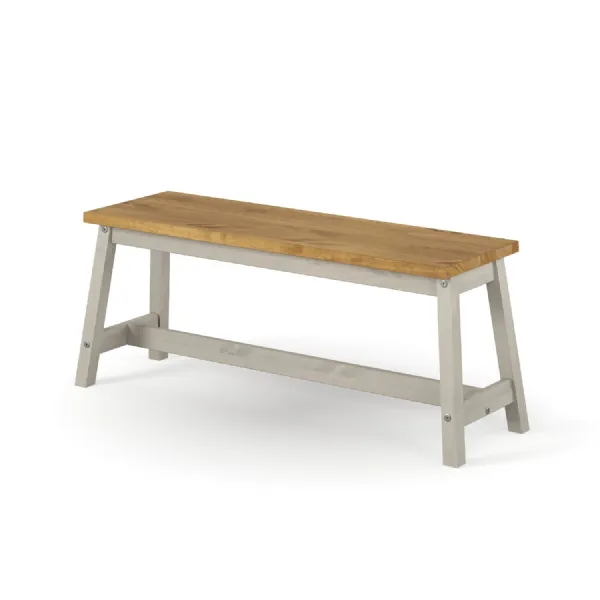 Grey Pine Large Dining Bench Live Edge Seat