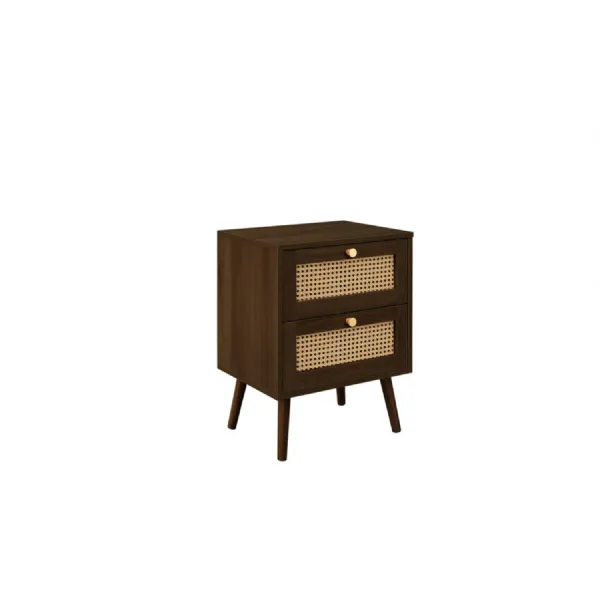 Croxley 2 Drawer Rattan Bedside Walnut