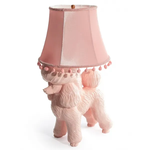 Pink Poodle Table Desk Lamp with Matching Pink Fabric Shade
