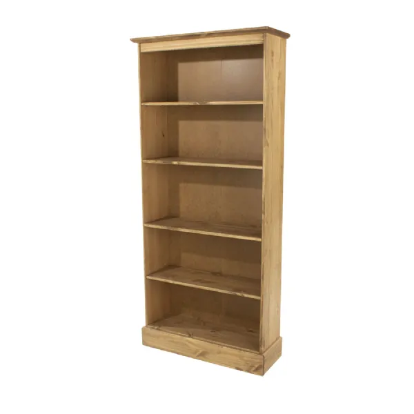 Antique Wax Oak Tall 4 Shelf Open Bookcase