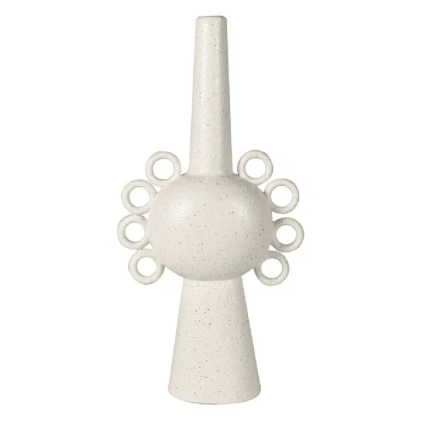 Large Speckled Cream Loop Handles Ceramic Vase