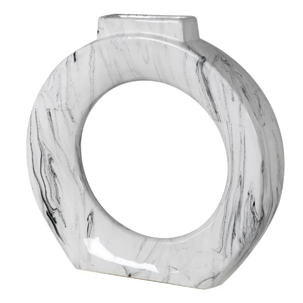 Large Marble Effect Ceramic Ring Vase