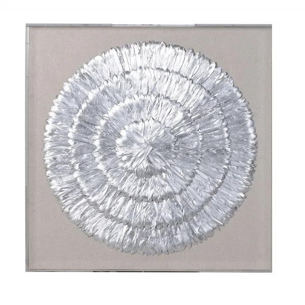 Framed Silver Feathers Wall Art Trending Wall Hanging