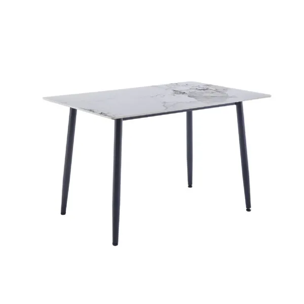 White Sintered Stone Top 1.6m Large Dining Table Black Legs