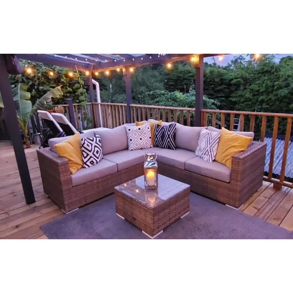 Colleen Luxury Brown Rattan Compact Corner Set