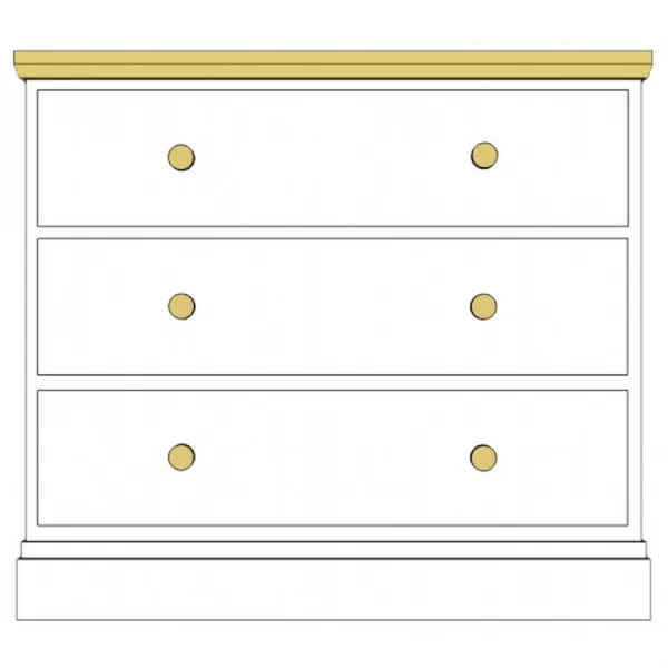 Painted and Solid Oak Top 3 Drawer Chest