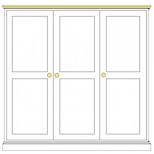 Painted and Solid Oak Top 3 Door Wardrobe