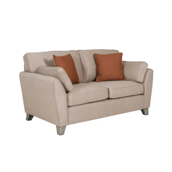Taupe Fabric Upholstered 2 Seater Sofa and Limed Oak Legs