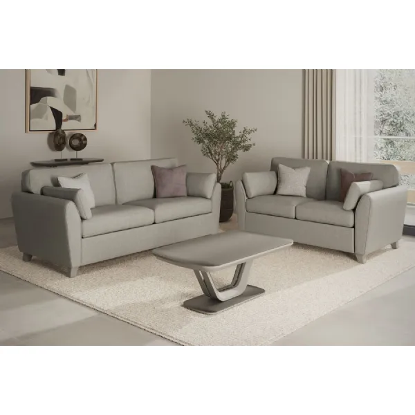 Light Grey Fabric 2 Seater Standard Back Sofa