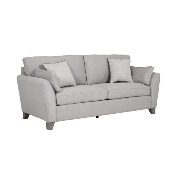 Light Grey Fabric Upholstered 3 Seater Sofa and Limed Oak Legs