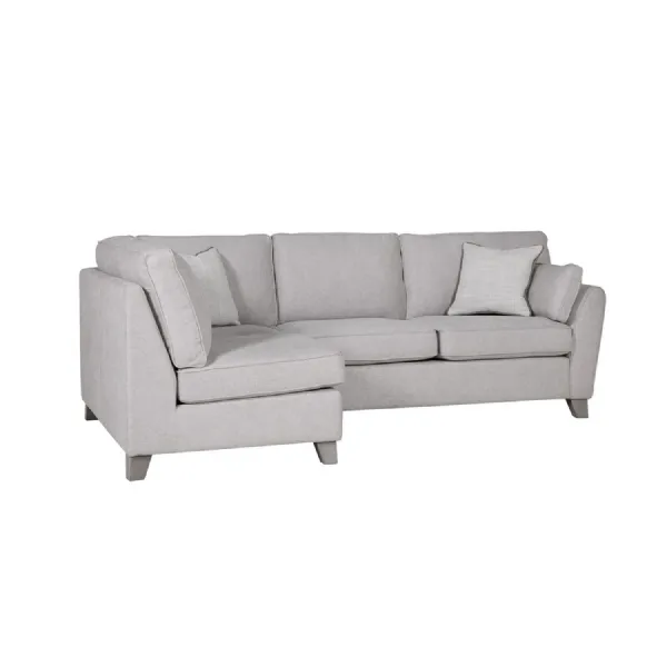 Light Grey Linen Fabric Upholstered Left Hand Facing Corner Sofa