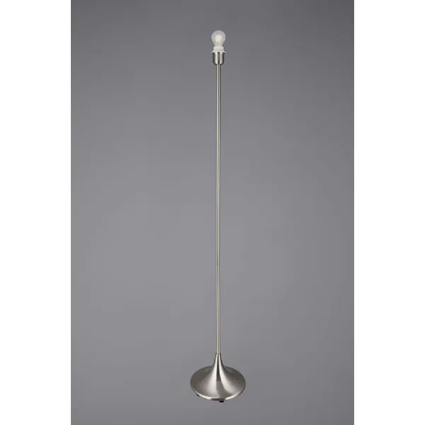 Crowne Round Curved Base Floor Lamp Without Shade, Inline Switch, 1 Light E27 Satin Nickel