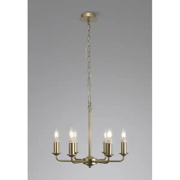 Banyan 6 Light Multi Arm Pendant Semi Flush Without Shade, c w 1.5m Chain, E14 Painted Champagne Gold