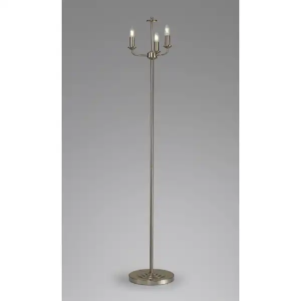 Banyan 3 Light Switched Floor Lamp Without Shade, E14 Satin Nickel