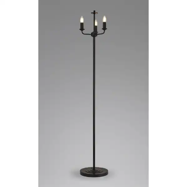 Banyan 3 Light Switched Floor Lamp Without Shade, E14 Matt Black