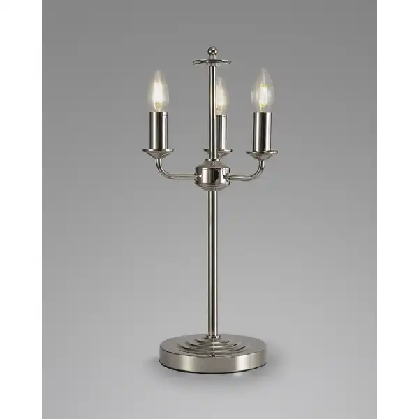 Banyan 3 Light Switched Table Lamp Without Shade, E14 Polished Nickel