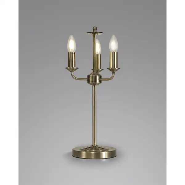 Banyan 3 Light Switched Table Lamp Without Shade, E14 Antique Brass