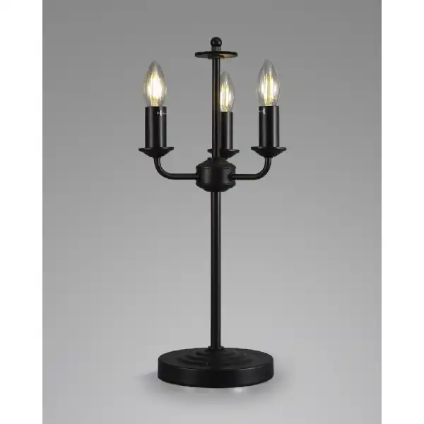 Banyan 3 Light Switched Table Lamp Without Shade, E14 Matt Black