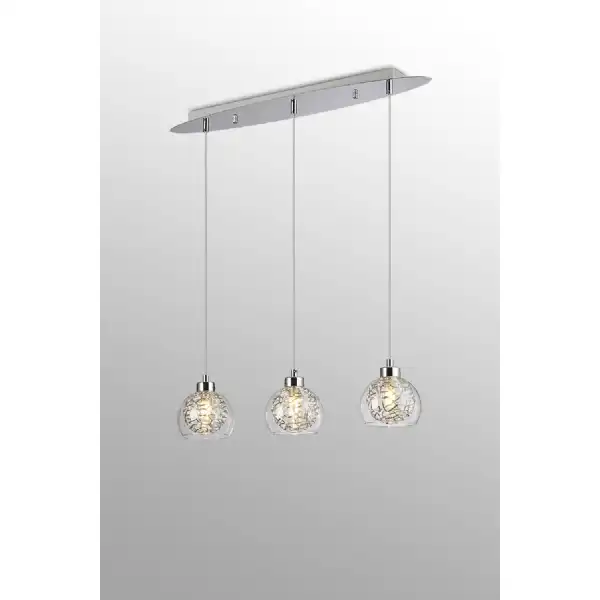 Talia Pendant Linear, 3 Light G9, Polished Chrome Silver Clear Glass