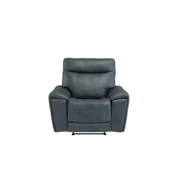 Blue Leather High Back Electric Power Recliner Armchair