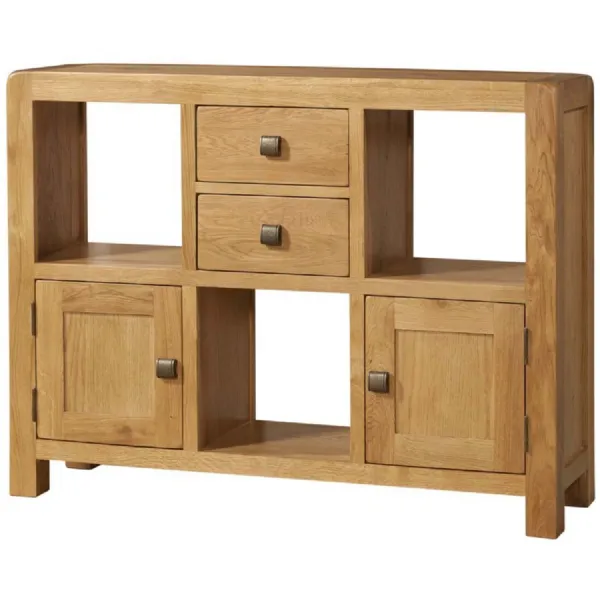 White Oak 2 Door 2 Drawer Curved Square Low Display Unit