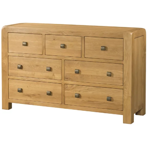 White Oak 3 Over 4 Rounded Chest of Drawers Wax Finish