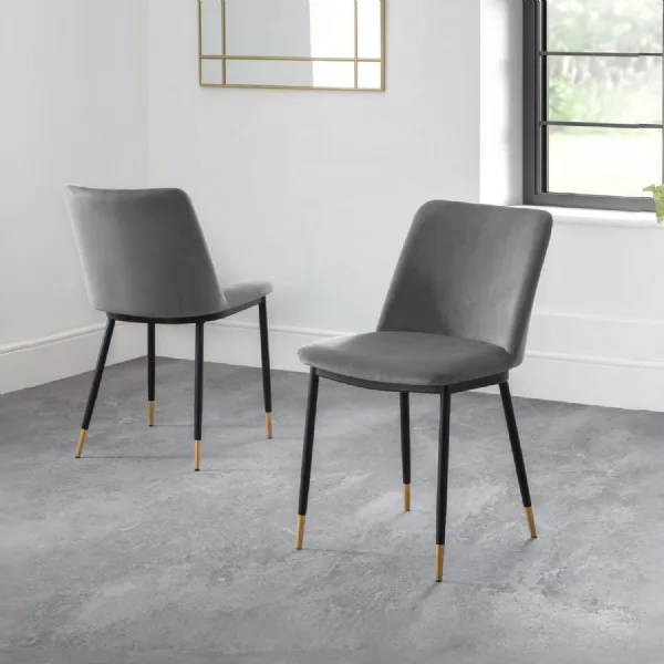 Set Of 2 Delaunay Dining Chairs Grey