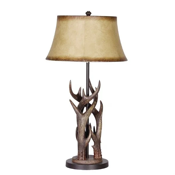 Triple Antler Lamp With Shade
