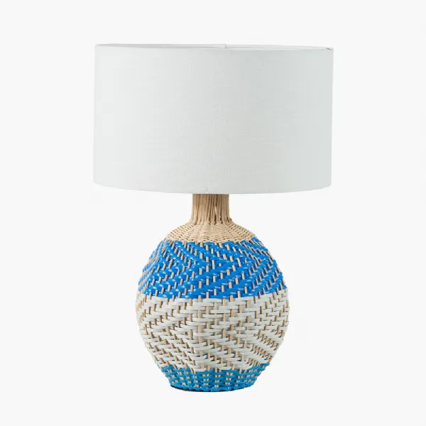 Brera Rattan Small Table Lamp Cobalt