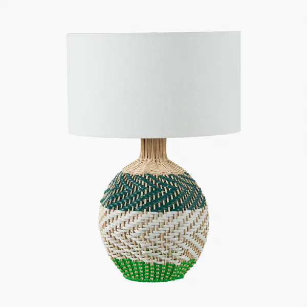 Brera Rattan Small Table Lamp Emerald