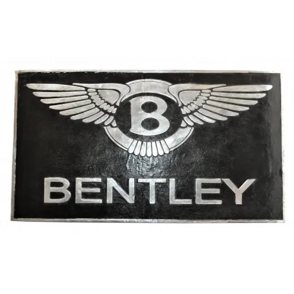Black and Silver Large Rectangular Bentley Wall Plaque with Winged Emblem