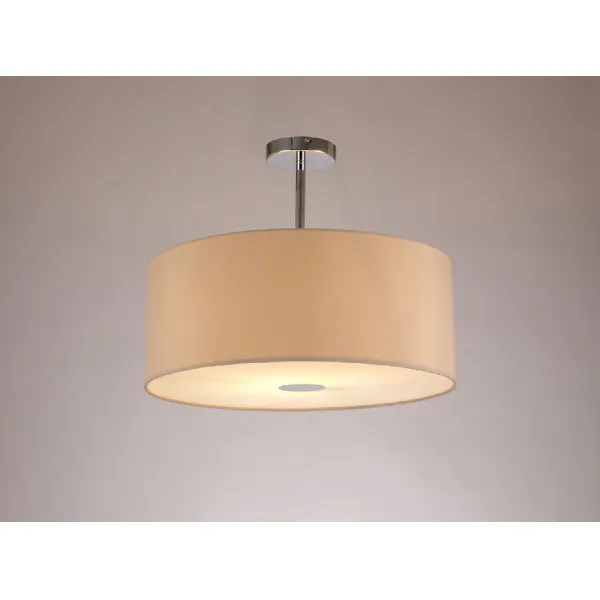 Chrome 1 Light Semi Flush 50cm Nude Beige Moonlight Shade