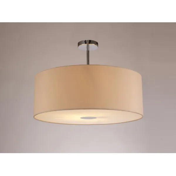 Chrome 1 Light Semi Flush 60cm Nude Beige Moonlight Shade