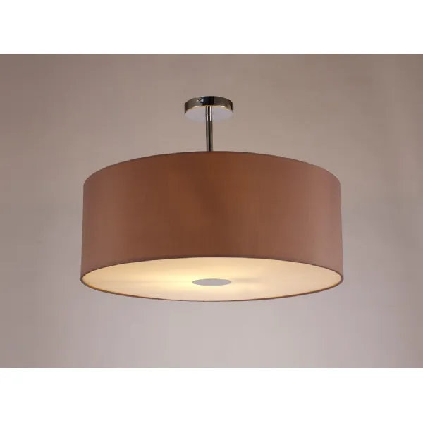 Chrome 1 Light E27 Semi Flush 60cm Taupe Halo Gold Shade