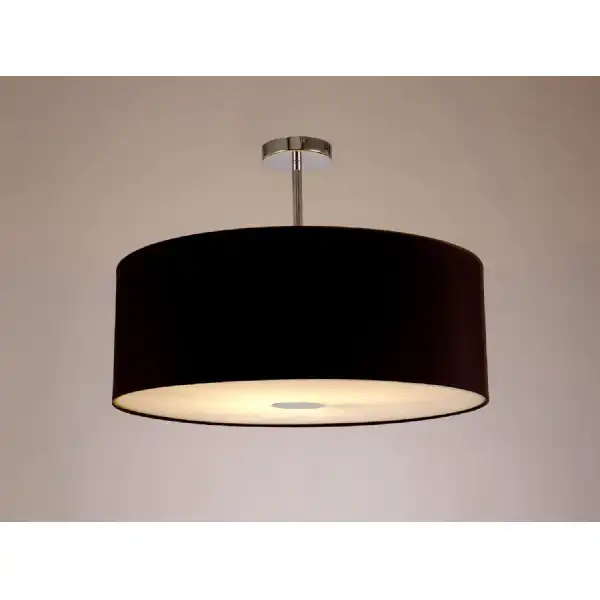 Baymont Polished Chrome 1 Light E27 Semi Flush c w 600mm Dual Faux Silk Shade, Black Green Olive c w 600mm Frosted PC Acrylic Diffuser