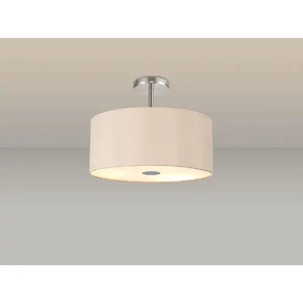 Baymont Polished Chrome 5 Light E27 Drop Flush Ceiling Fixture c w 400mm Dual Faux Silk Shade, Antique Gold Ruby And Frosted PC Acrylic Diffuser