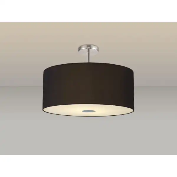 Baymont Polished Chrome 5 Light E27 Drop Flush Ceiling Fixture c w 600 Dual Faux Silk Fabric Shade, Black Green Olive And Frosted PC Acrylic Diffuser