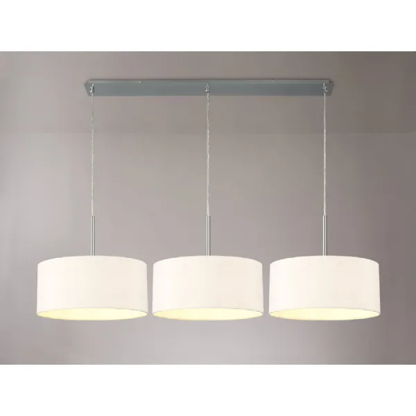 Chrome 3m Linear Pendant Nude Beige Moonlight Fabric Shade