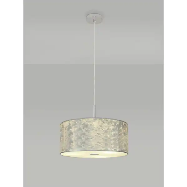 Baymont Polished Chrome 1 Light E27 3m Single Pendant With 400mm Silver Leaf Shade With Frosted Acrylic Diffuser With Polished Chrome Centre