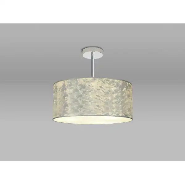 Baymont Polished Chrome 3 Light E27 Semi Flush Fixture With 400mm Silver Leaf Shade