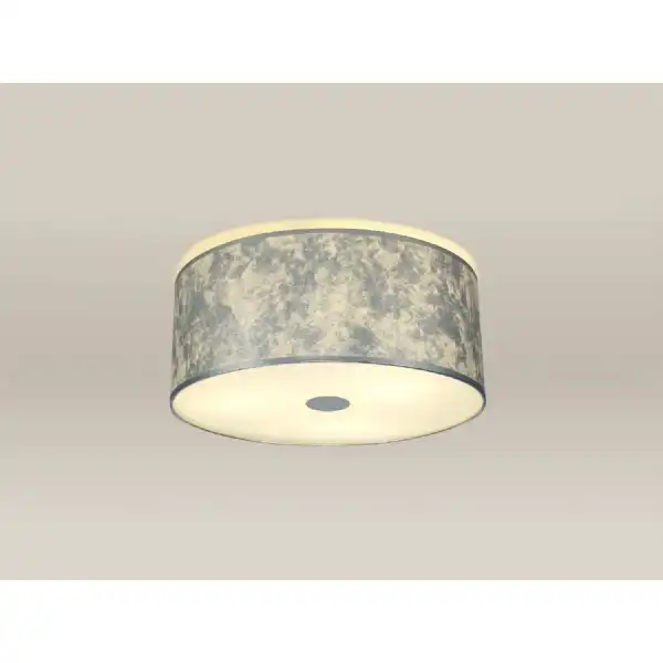 Baymont Polished Chrome 3 Light E27 Drop Flush Ceiling Fixture With 500mm Silver Leaf Shade With Frosted Acrylic Diffuser With Polished Chrome Centre