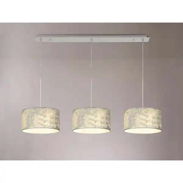 Baymont Polished Chrome 3 Light E27 2m Linear Pendant With 300mm Silver Leaf Shade