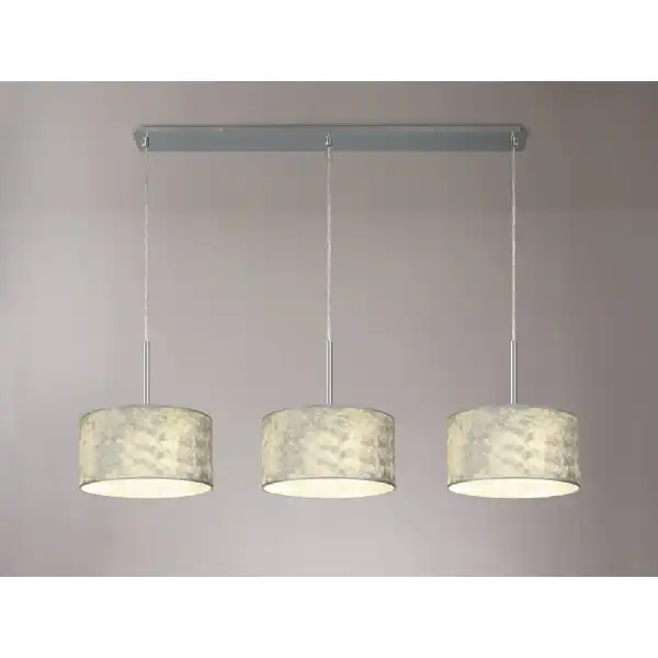 Baymont Polished Chrome 3 Light E27 3m Linear Pendant With 300mm Silver Leaf Shade