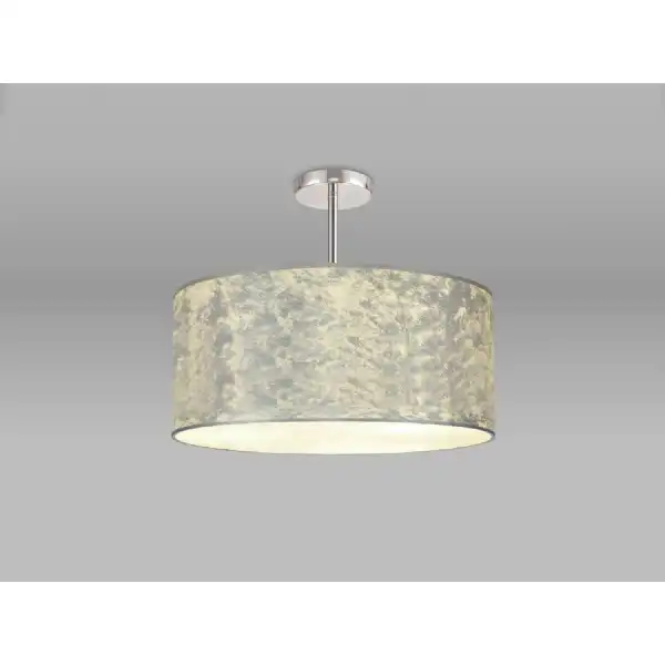 Baymont Polished Chrome 5 Light E27 Semi Flush Fixture With 500mm Silver Leaf Shade