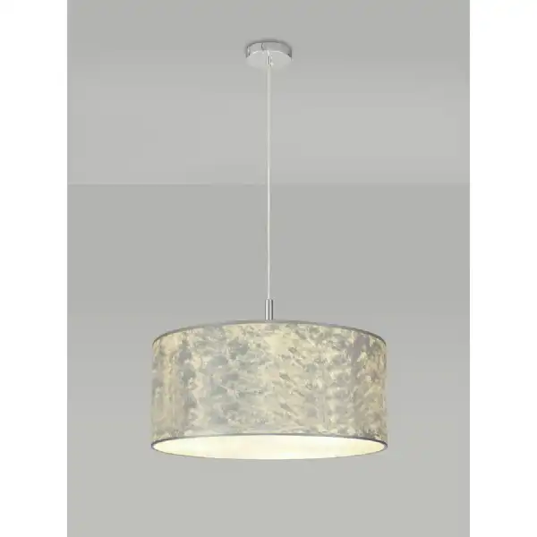 Baymont Polished Chrome 3m 5 Light E27 Single Pendant With 600mm Silver Leaf Shade