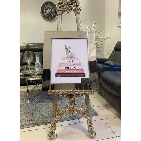 Doggy Vogue Bookstack Wall Art Mirror Frame