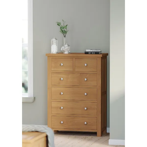 Lacquered White Oak 2 Over 4 Chest of Drawers