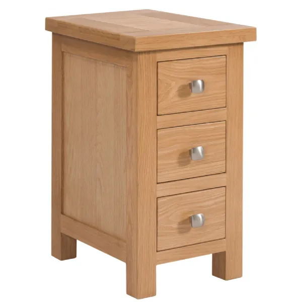 White Oak Lacquered Compact 3 Drawer Bedside Cabinet