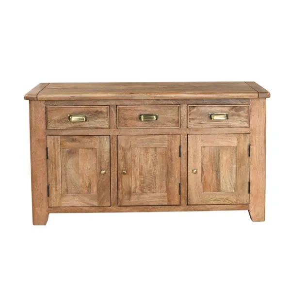 Rustic Smoked Mango Wood 3 Door 3 Drawer Large Sideboard